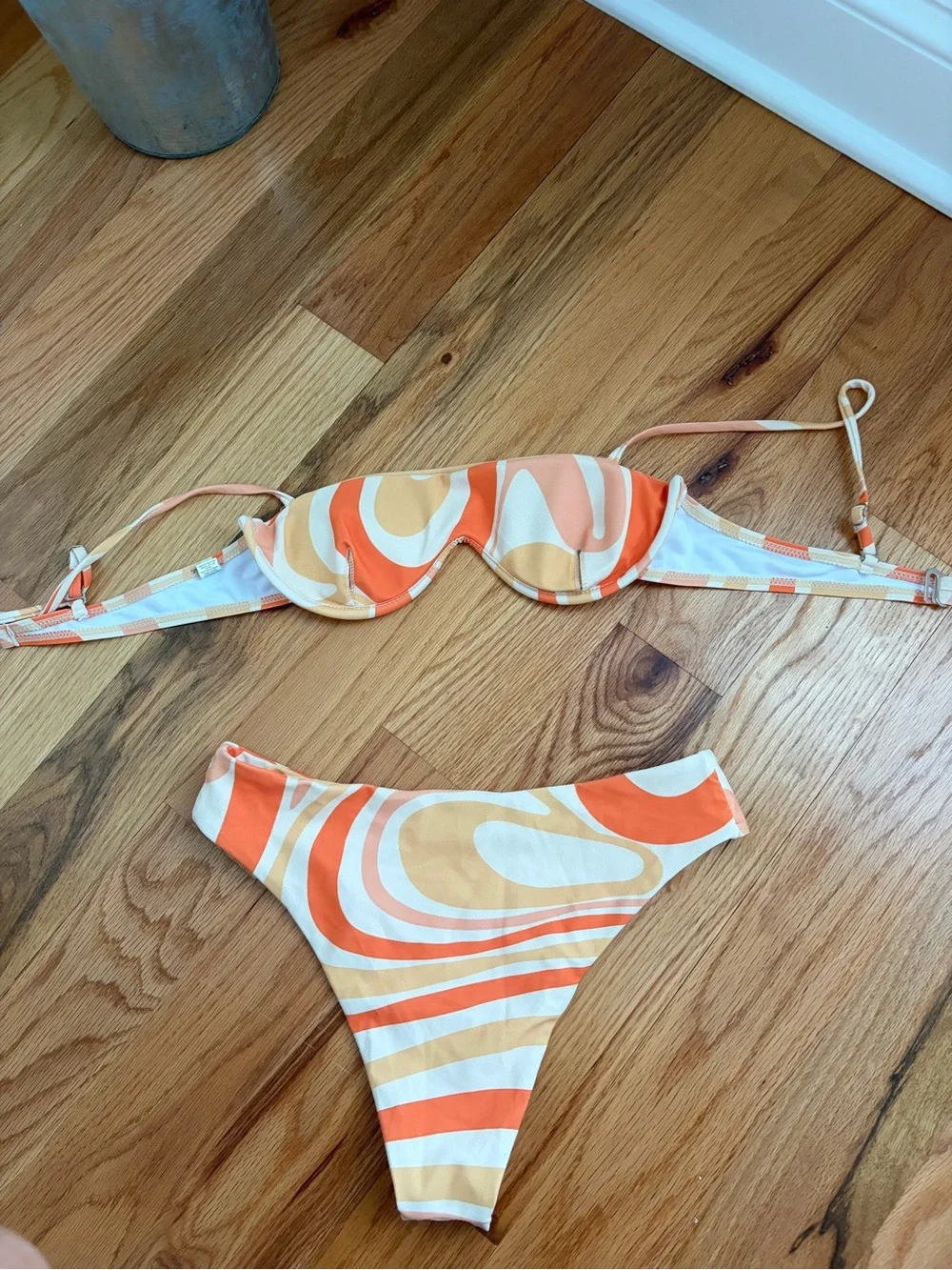 Retro Orange Swirl Underwire Bikini - Women Swim